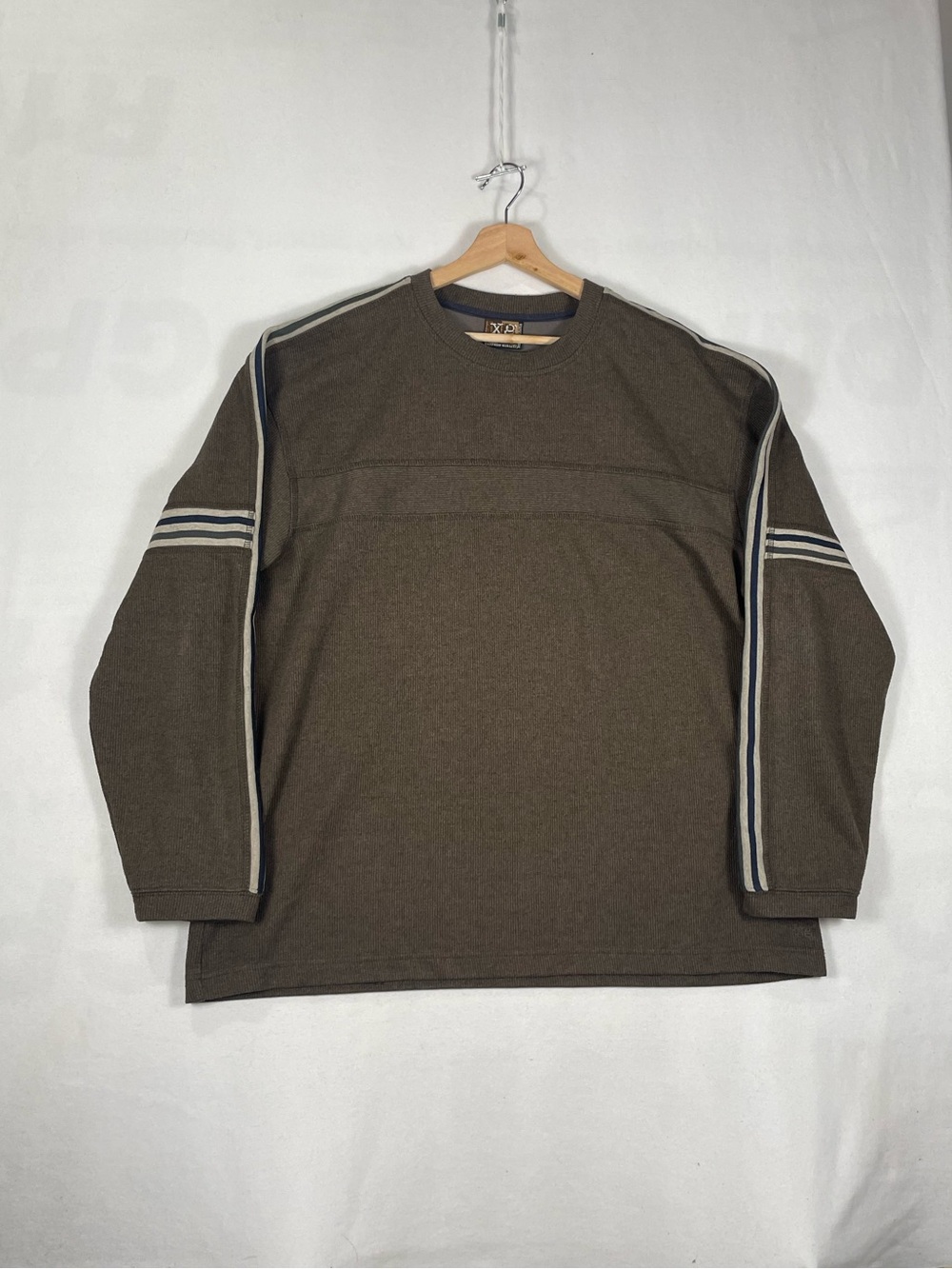 Y2K XG Extreme Quality Long Sleeve Dark Brown Rib Trims Shirt Sz XL